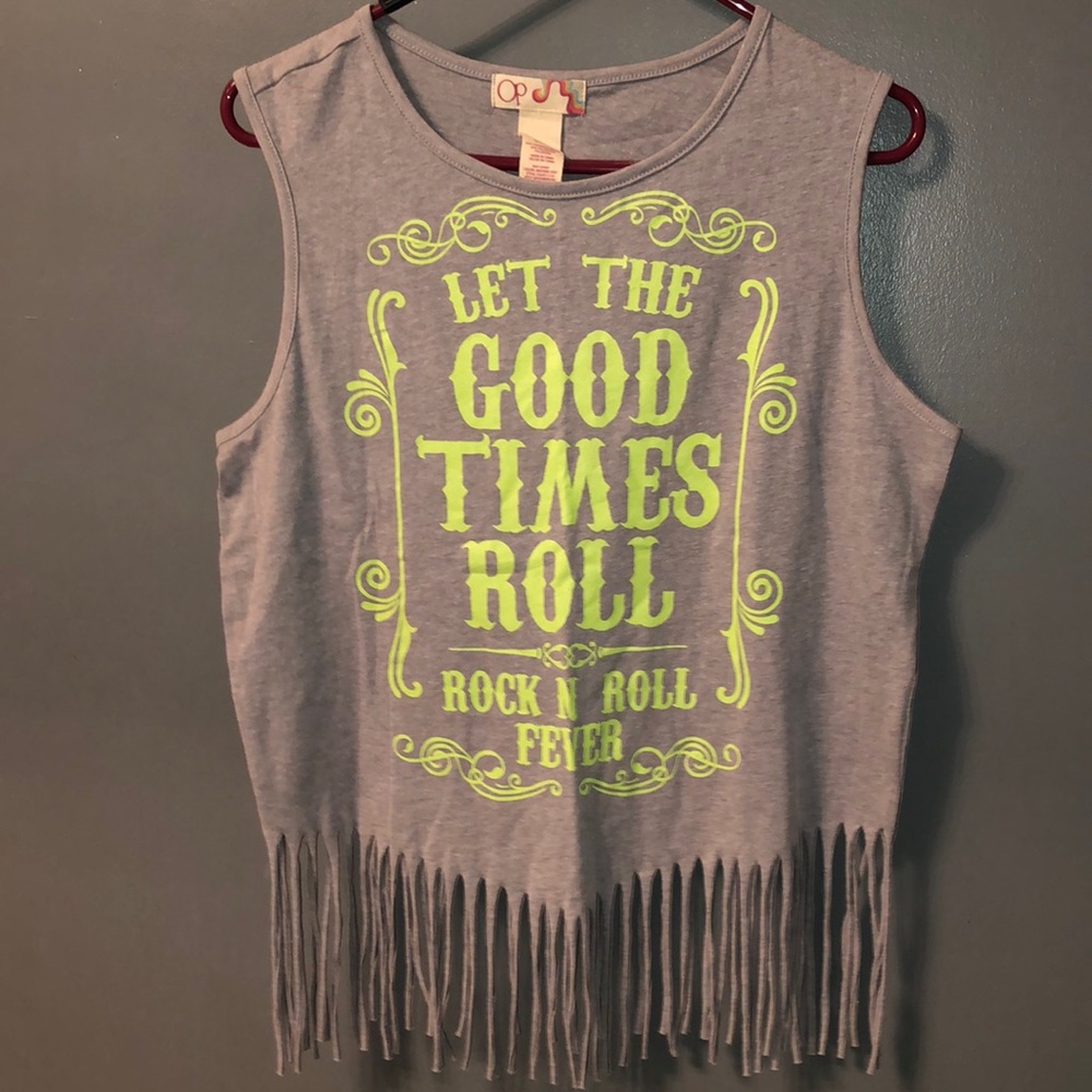 Grey and Green Graphic Tank
